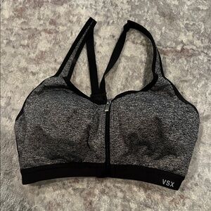 VSX Charcoal and Black Zip Front Sports Bra